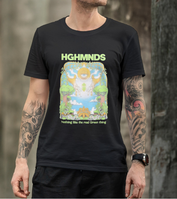 HGHMNDS Nothing Like The Real Green Thing Eye And Hands Above Nature Scene T-Shirt