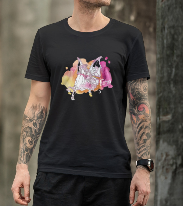 Flora Winx Club Merch Shine Bright Watercolor Wings T-Shirt