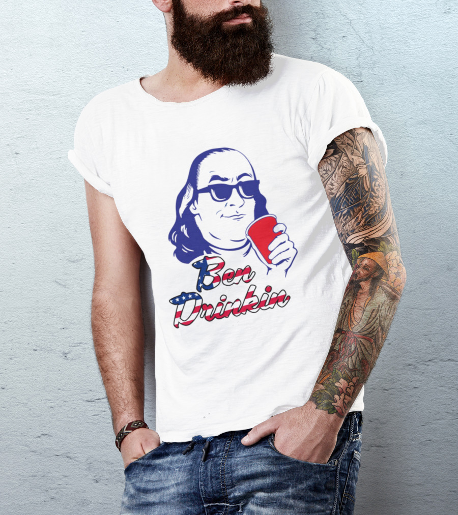 Ben Drankin Patriotic 4th Of July Celebration With American Flag Colors T-Shirt