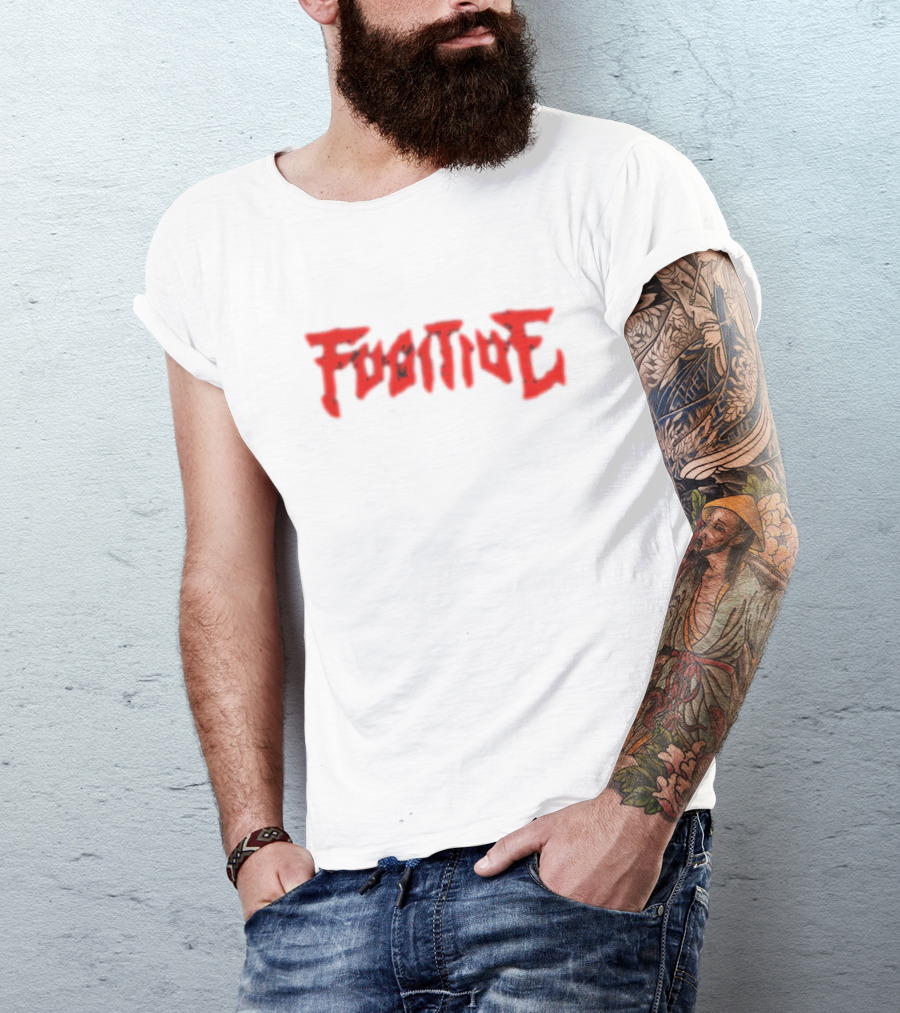 Fugitive Red Gothic Text T-Shirt
