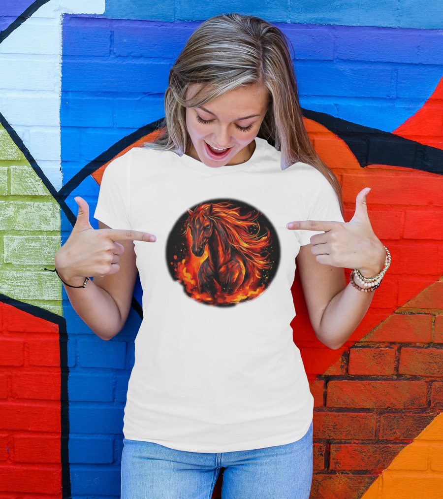 Funny Flaming Horse For Burning Flames Lovers T-Shirt