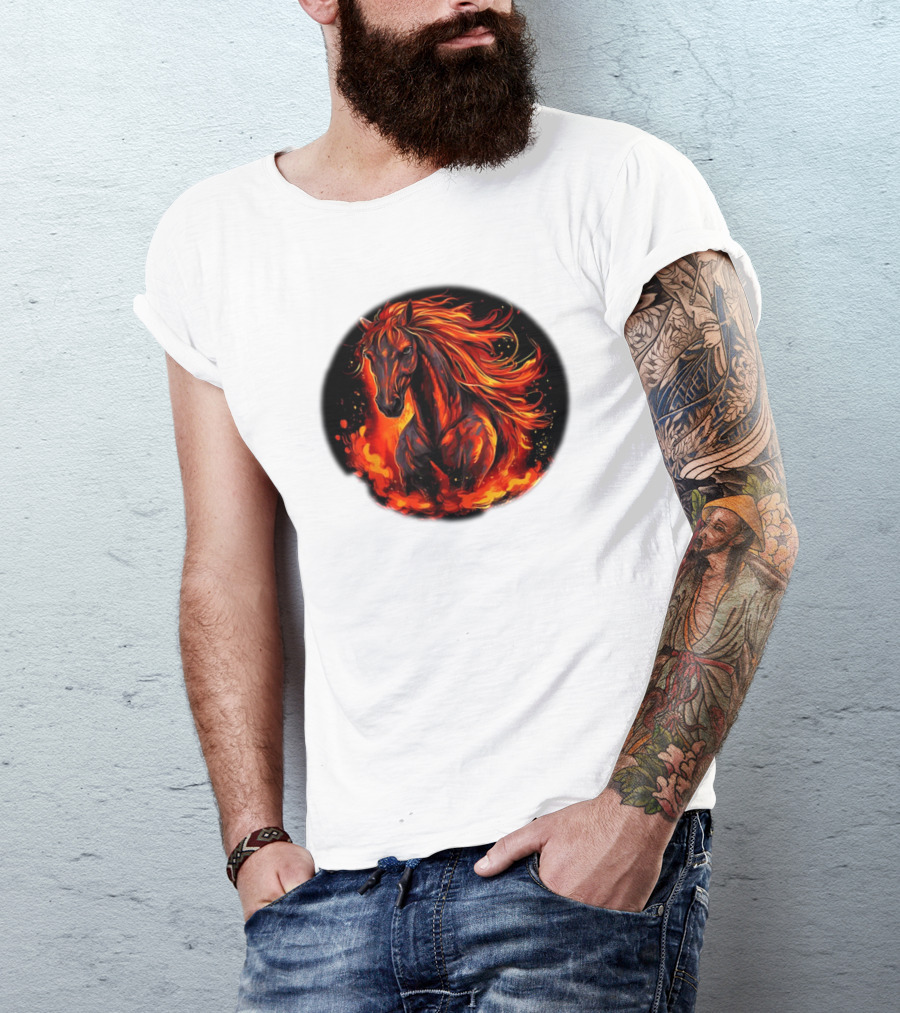 Funny Flaming Horse For Burning Flames Lovers T-Shirt