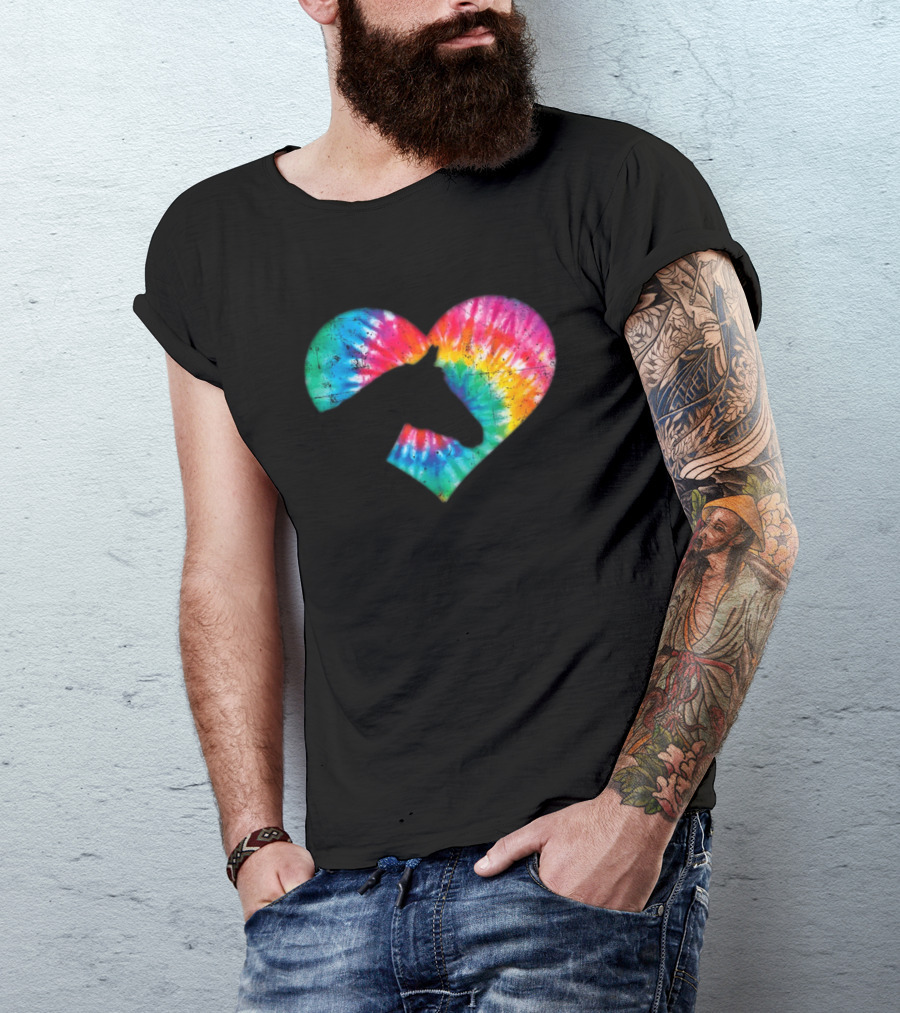 Tie-Dye Heart Horse Lover T-Shirt