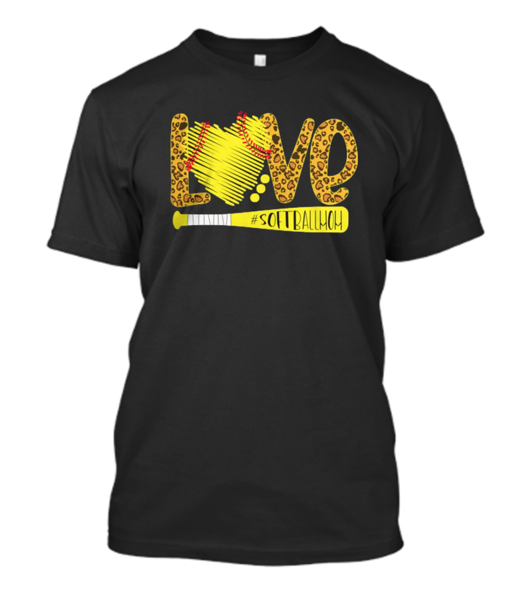 Love Softball Mom Leopard #SoftballMom T-Shirt