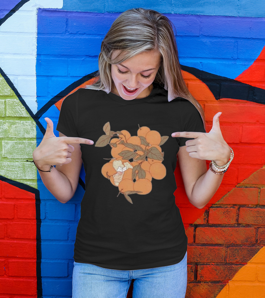 Sweet Citrus Delicate Orange Fruits With Leaves T-Shirt