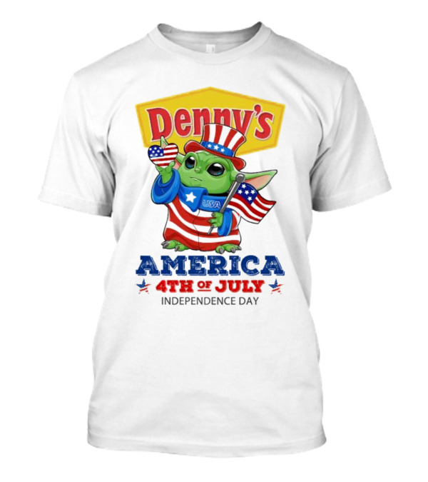 Denny’s Baby Yoda America 4th Of July Independence Day T-Shirt