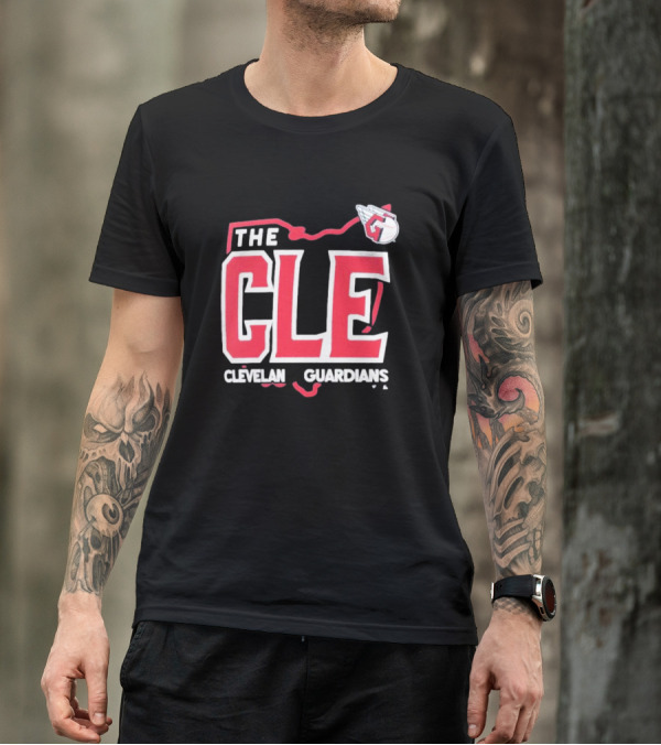 Cleveland Guardians The CLE 216 Map Logo Winged Baseball Emblem T-Shirt