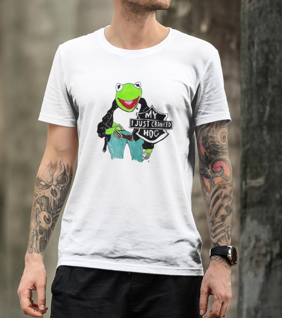 My I Just Cranked Hog Kermit Parody Biker Jacket T-Shirt