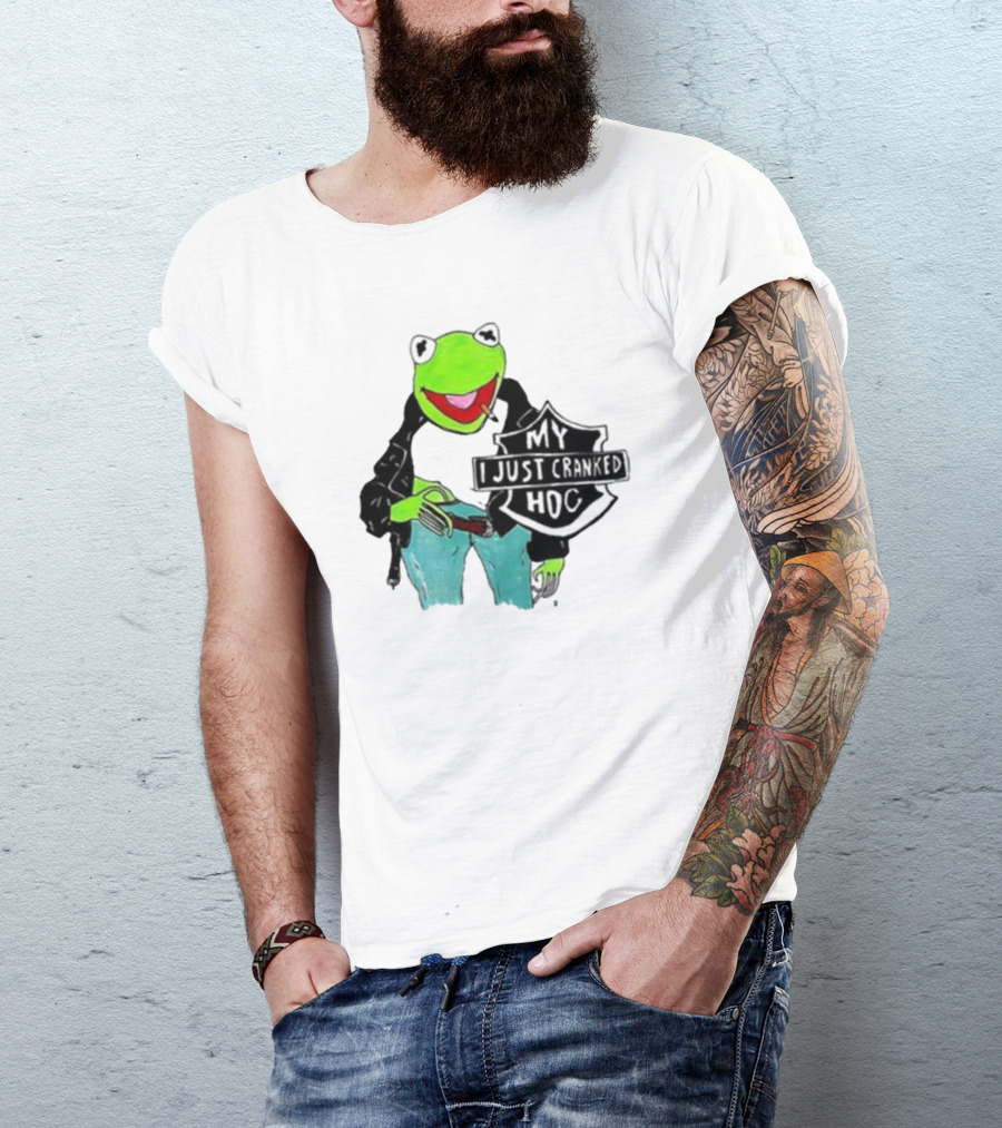 My I Just Cranked Hog Kermit Parody Biker Jacket T-Shirt