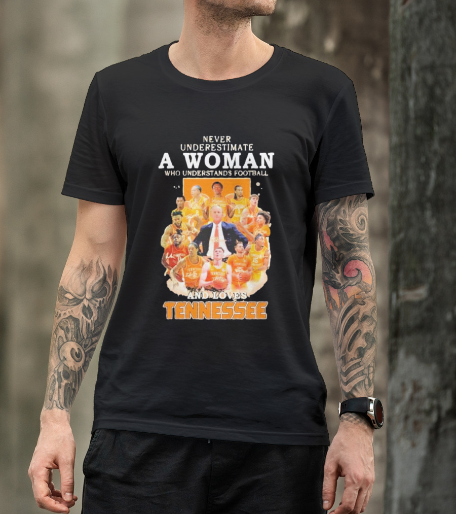 A Woman Who Understands Football And Loves Volunteer Tennessee Men's Basketball 2024 Season Signatures T-Shirt