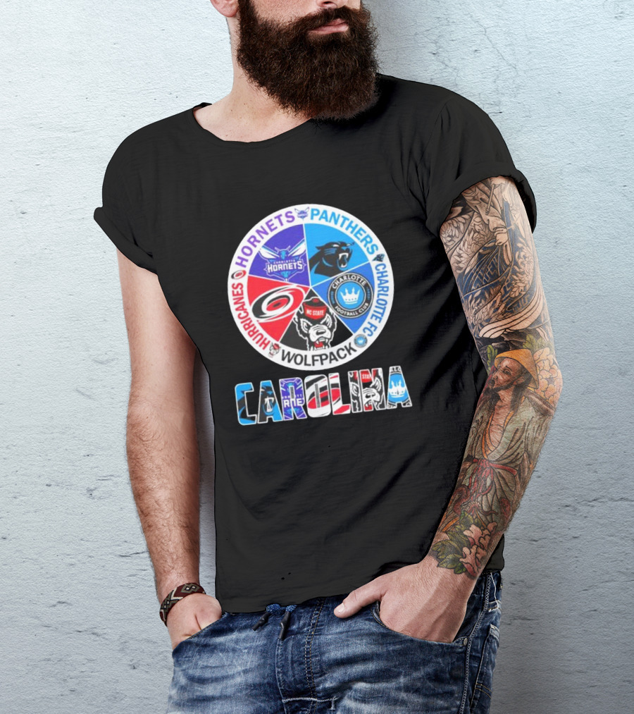 Carolina Panthers Hornets Hurricanes Wolfpack Charlotte FC Sports Teams T-Shirt