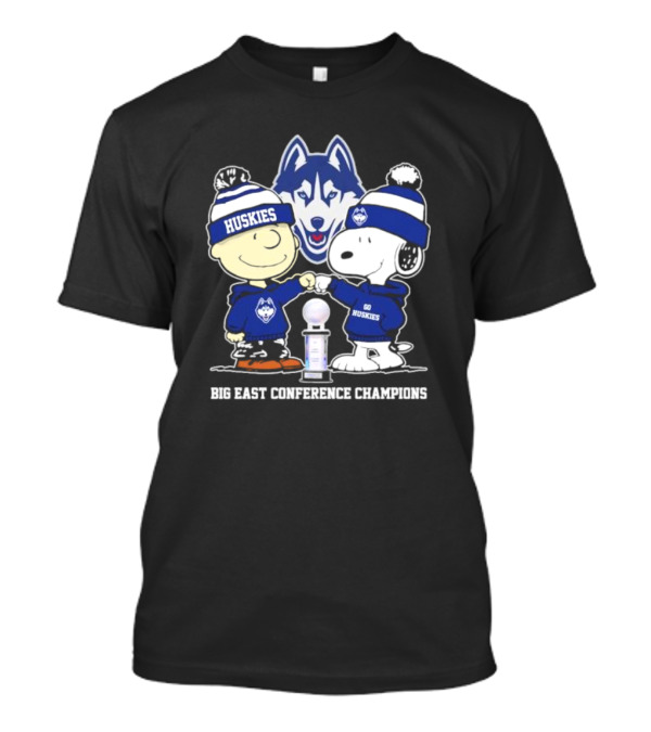 Snoopy And Charlie Brown With UConn Huskies Big East Conference Champions Trophy T-Shirt