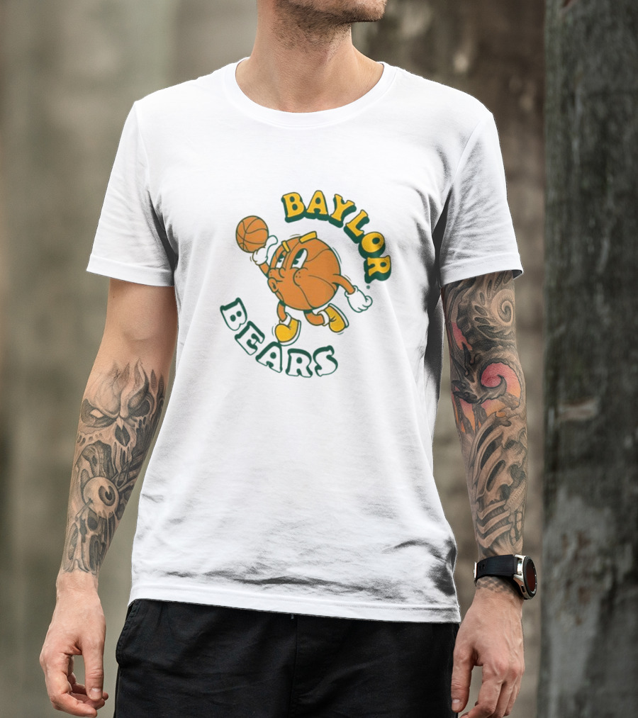 Baylor Bears Basketball Vintage Cartoon Logo Youth Green T-Shirt