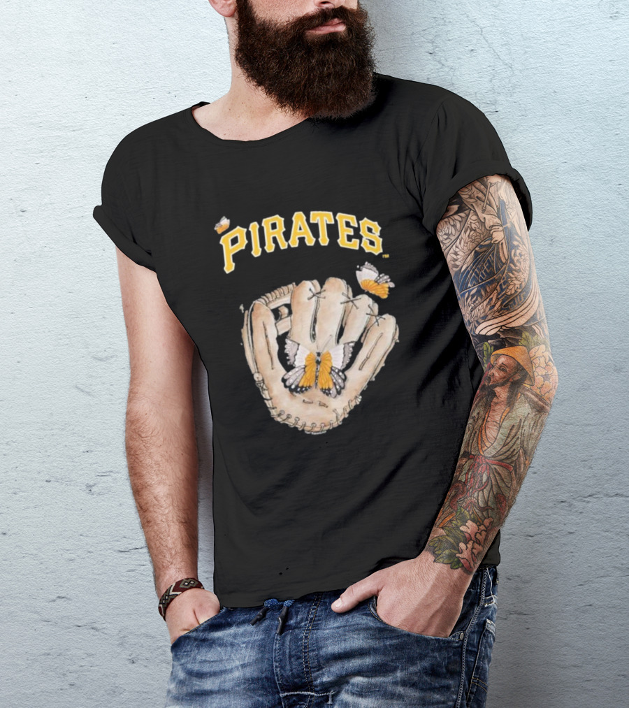 Pittsburgh Pirates Toddler Butterfly Baseball Glove Tiny Turnip T-Shirt