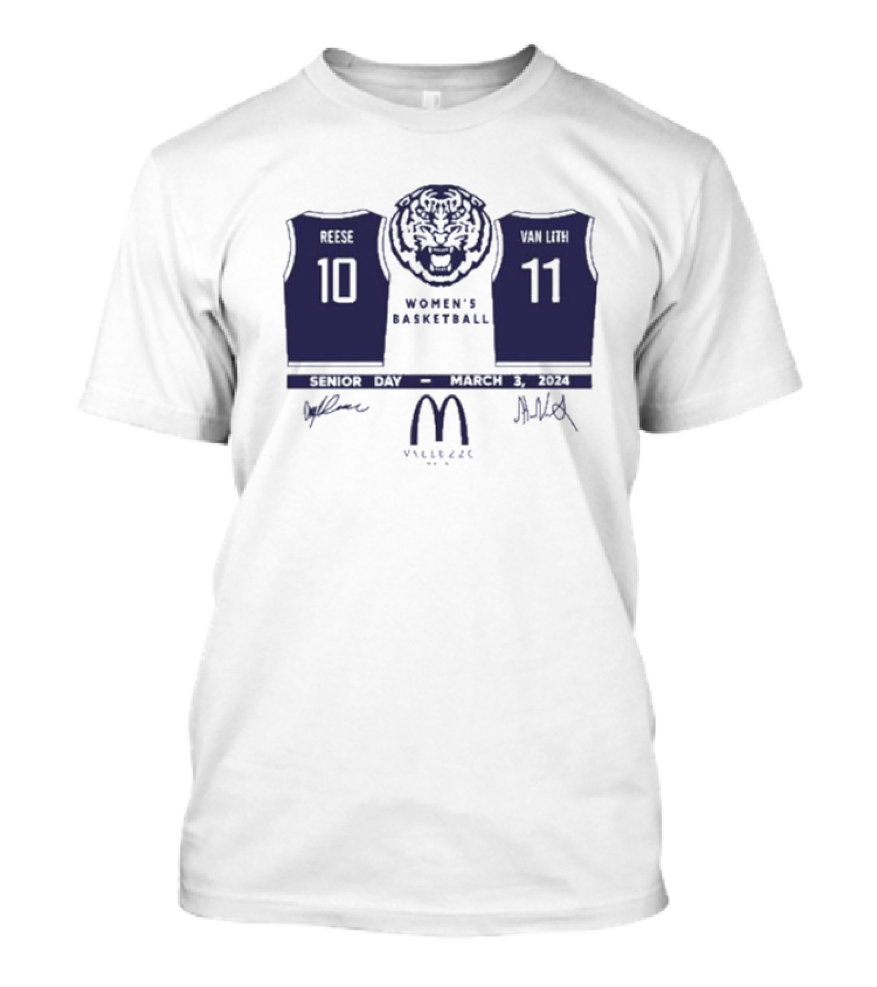 Reese 10 Vs Van Lith 11 Women’s Basketball Senior Day March 3 2024 Tiger McDonald's T-Shirt