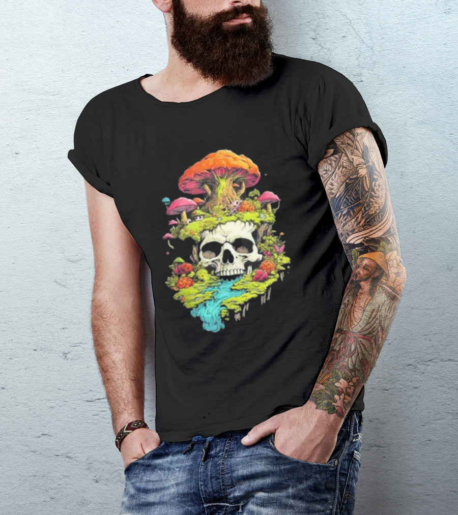Joe Bartolozzi Life In Death 2024 Skull Forest Mushrooms T-Shirt