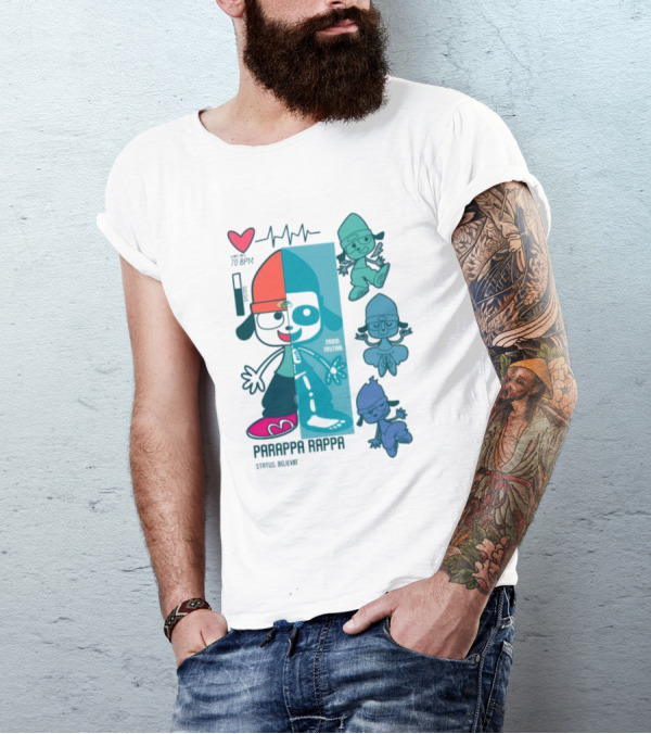 Parappa Rappa X-Ray Mood Neutral Status Believin Retro Video Game Character Graphics T-Shirt