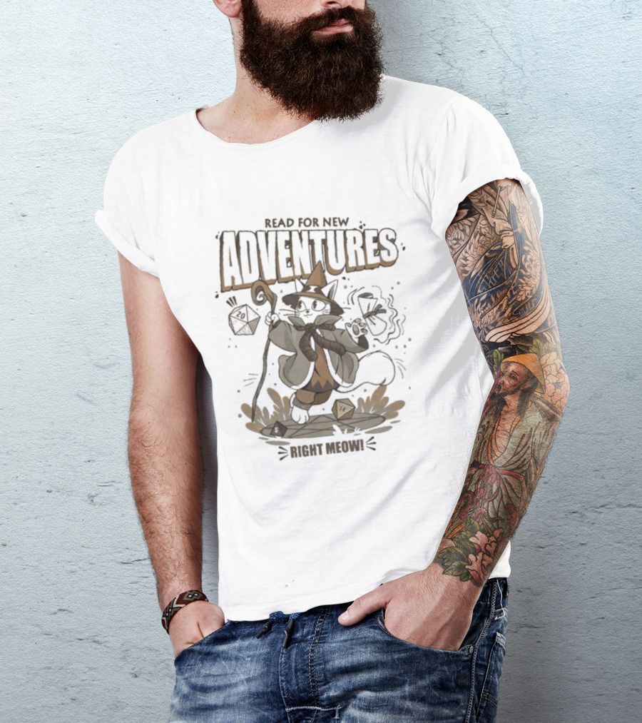 Ready For New Adventures Right Meow Wizard Cat T-Shirt