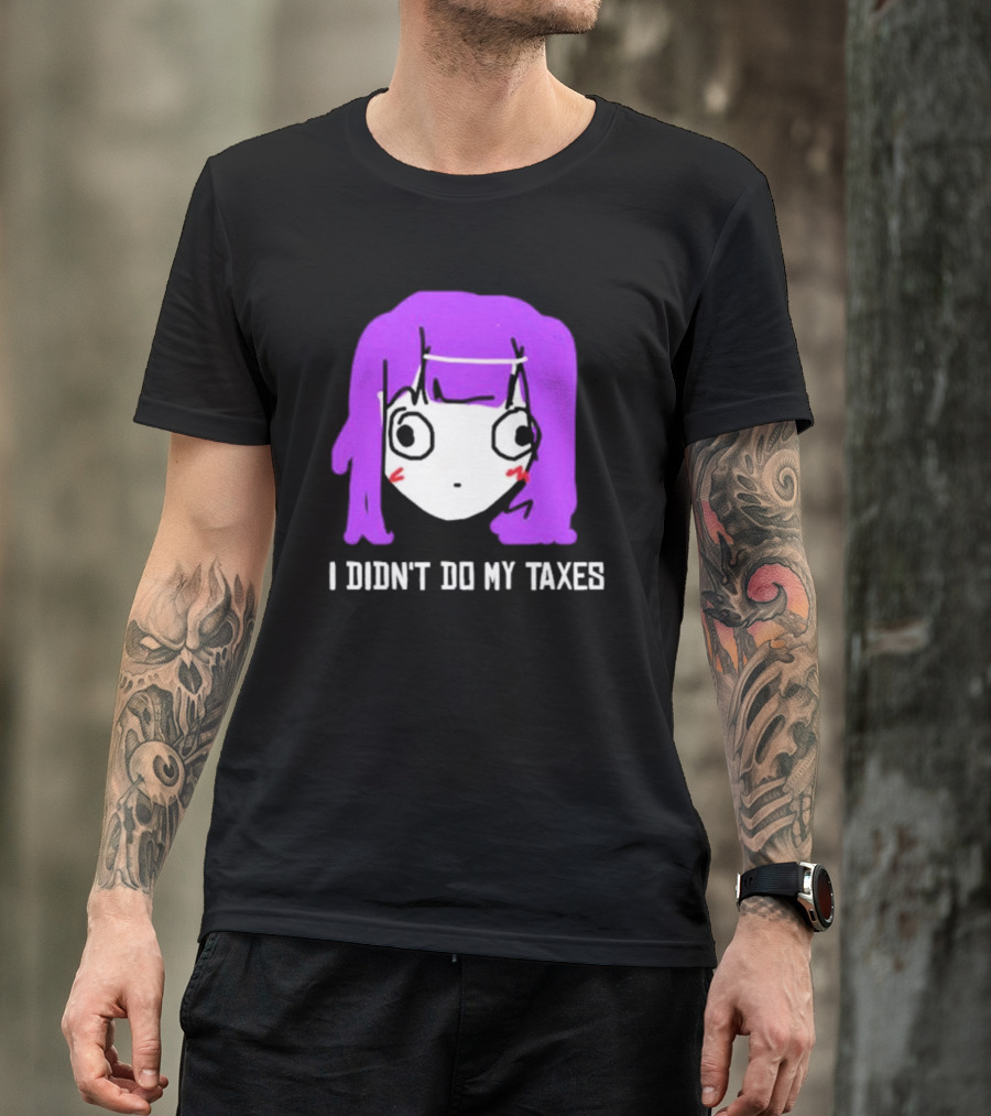 Jusagi Chan I Didn’t Do My Taxes Anime Style Purple Hair Sketch T-Shirt