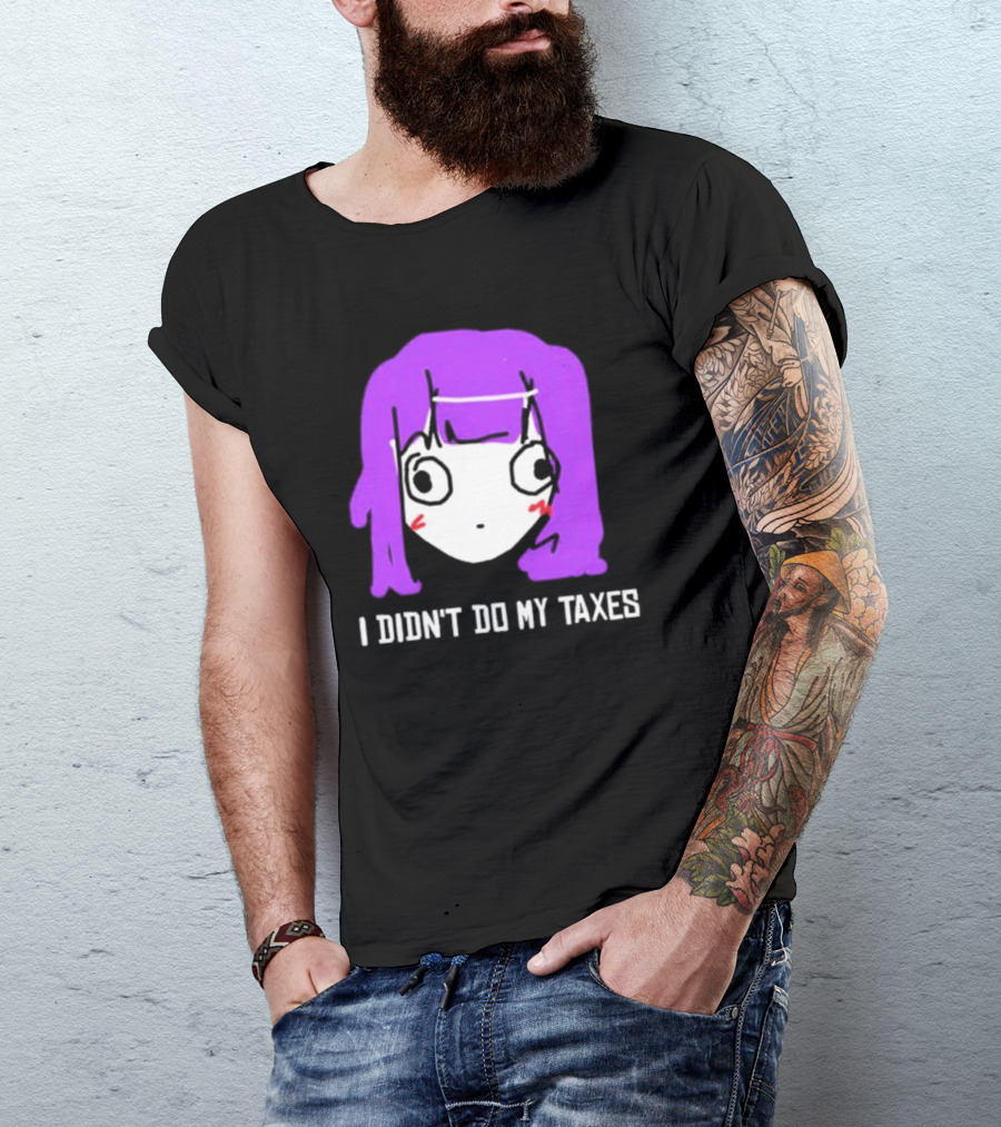Jusagi Chan I Didn’t Do My Taxes Anime Style Purple Hair Sketch T-Shirt