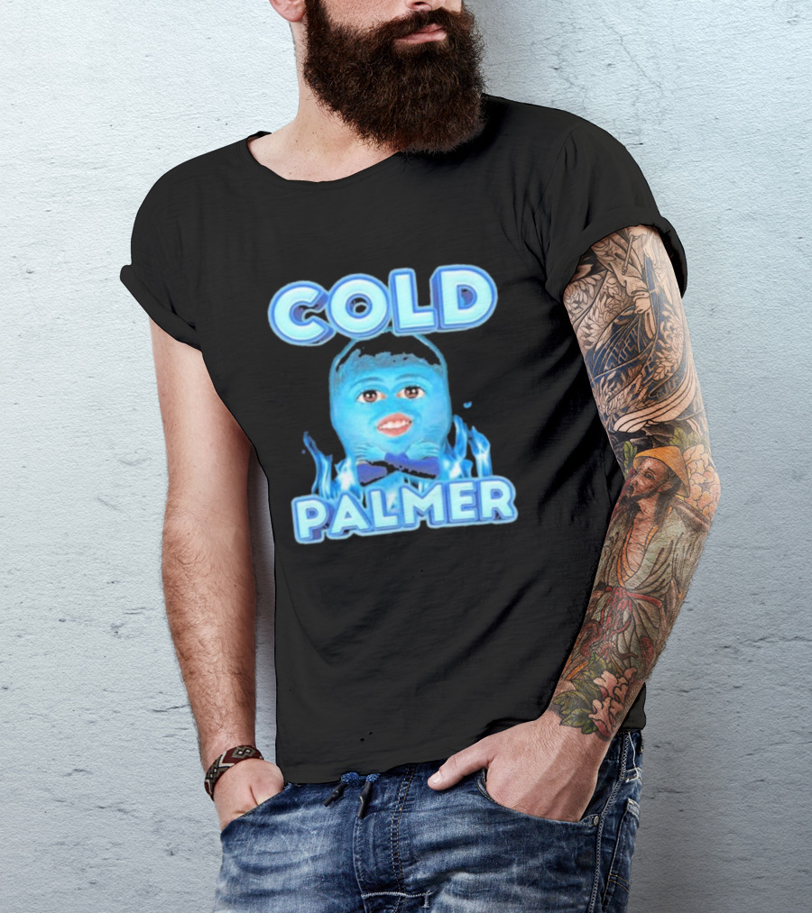 Cold Palmer Frozen Face With Blue Flames T-Shirt