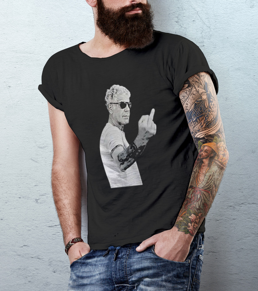 Anthony Bourdain Iconic Middle Finger Gesture T-Shirt