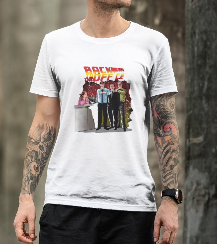 Back To The Office Men At Reception: Humorous Nostalgia With Lightning Burst T-Shirt