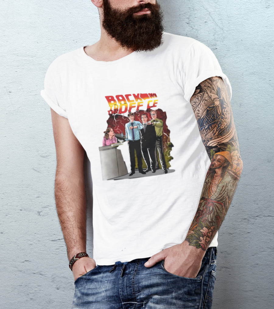 Back To The Office Men At Reception: Humorous Nostalgia With Lightning Burst T-Shirt