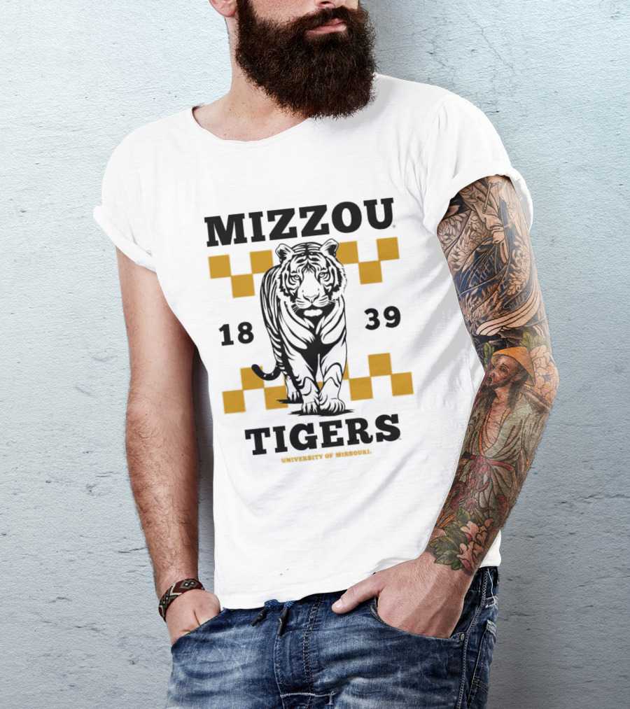 Mizzou Tigers University Of Missouri 1839 Tiger Walking T-Shirt
