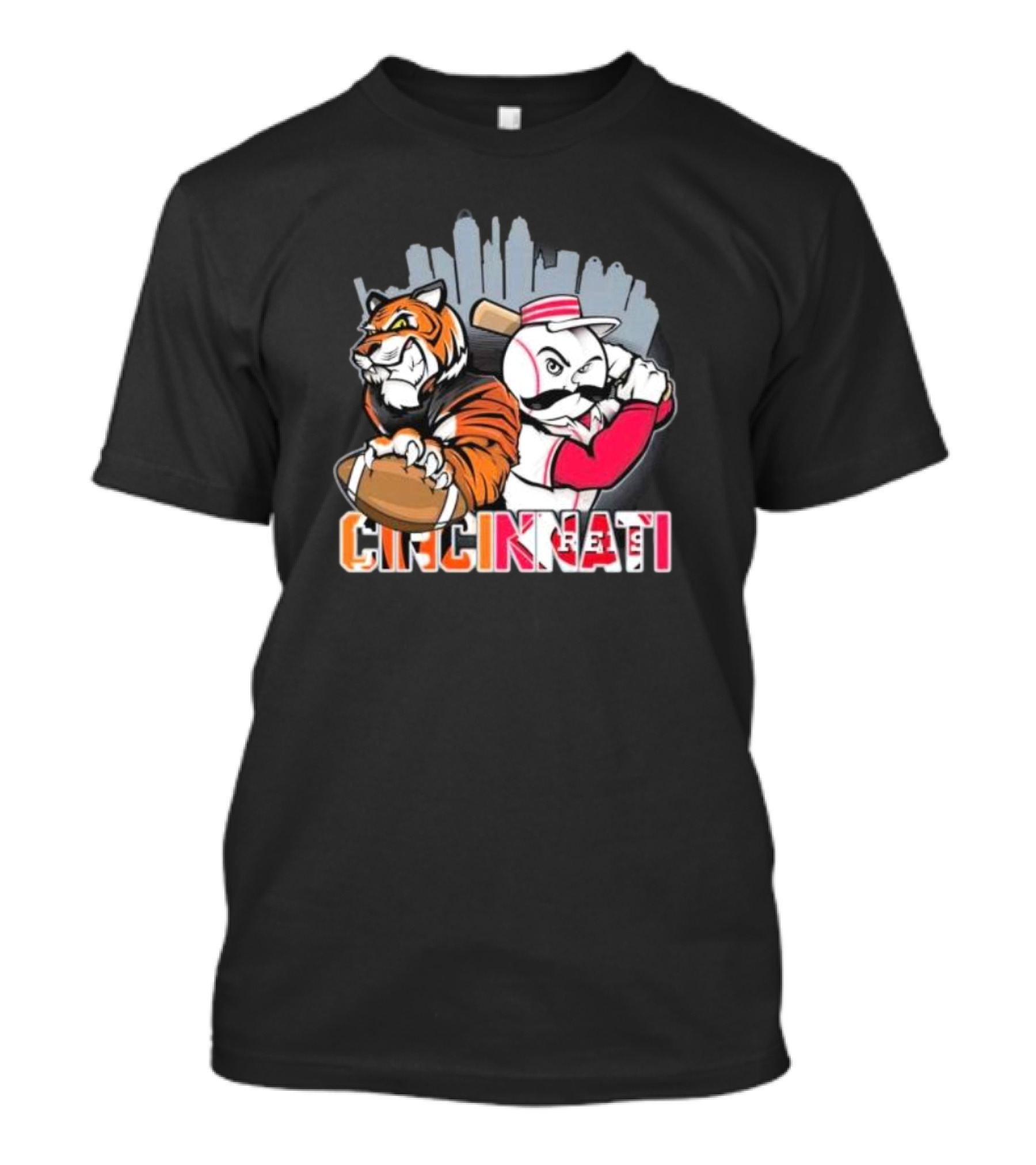 Cincinnati Reds Mr. Redlegs Cincinnati Bengals Tiger Mascot Fan Who Dey T-Shirt