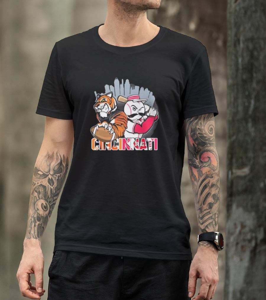 Cincinnati Reds Mr. Redlegs Cincinnati Bengals Tiger Mascot Fan Who Dey T-Shirt