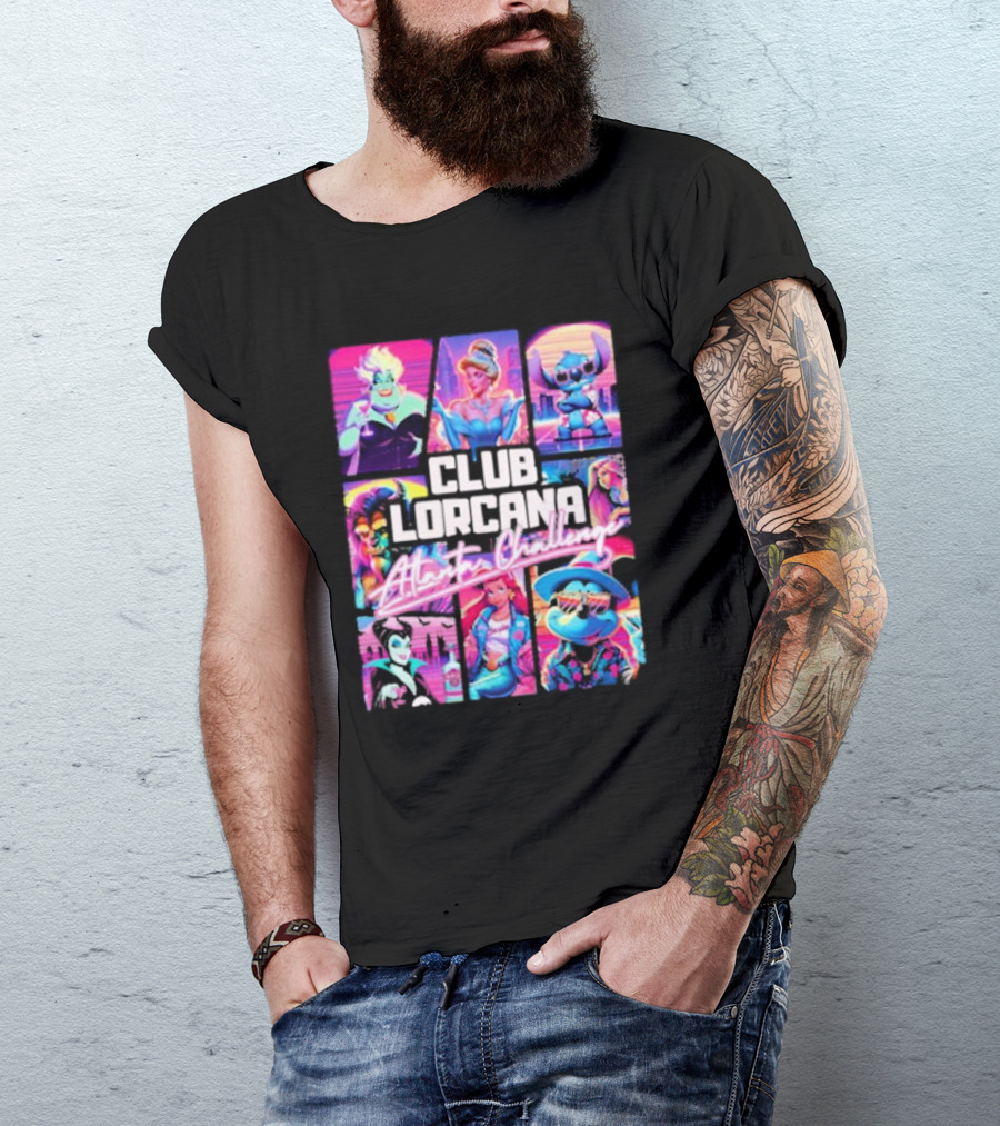 Club Lorcana Atlanta Challenge Ursula Cinderella Stitch 80s Neon T-Shirt