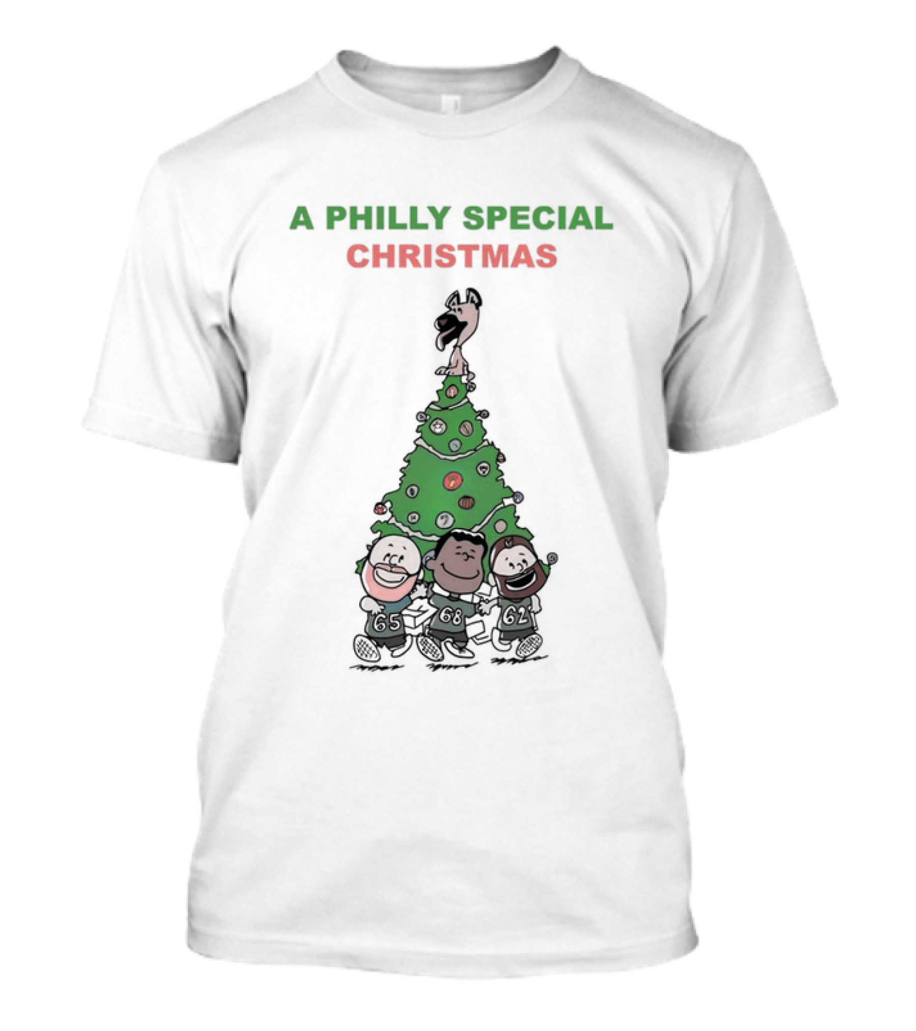 A Philly Special Christmas Motif With Festive Tree And Characters T-Shirt