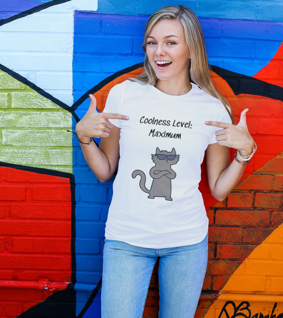 Coolness Level Maximum Swagger Cat With Sunglasses T-Shirt