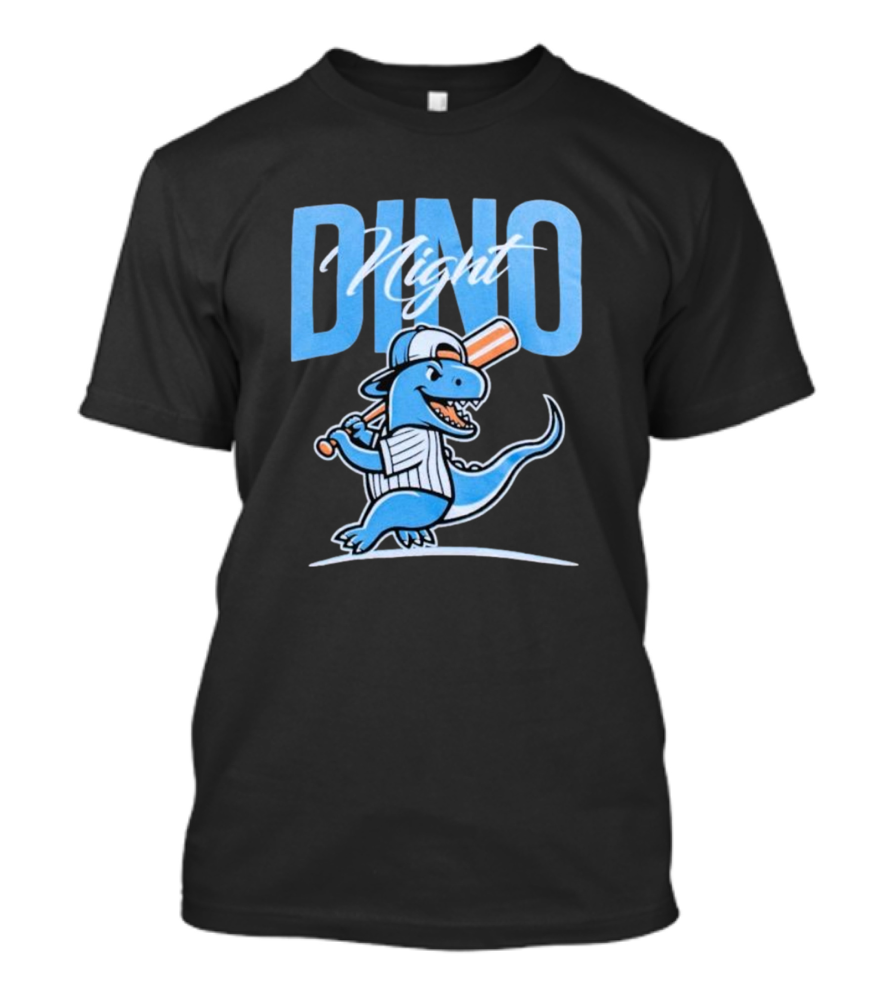 Dino Night Baseball Player Dinosaur In Cap With Bat T-Shirt