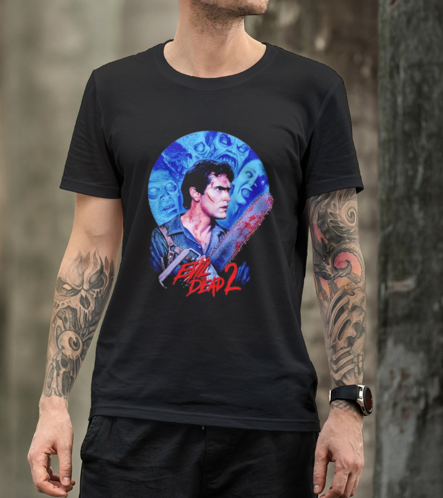 Evil Dead 2 Main Character Chainsaw Fight With Zombies T-Shirt