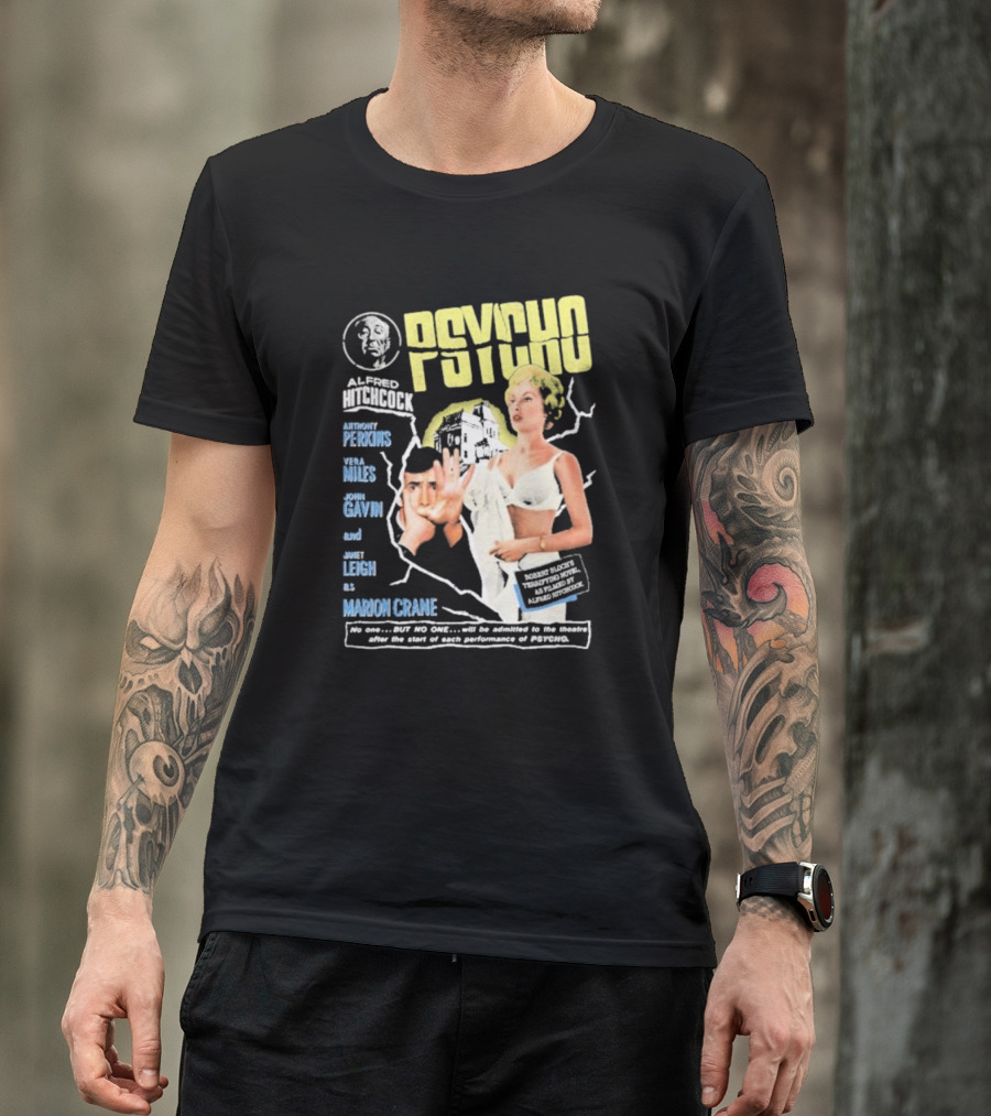 Alfred Hitchcock's Psycho Anthony Perkins Vera Miles John Gavin Janet Leigh As Marion Crane Theatre Admission Warning T-Shirt