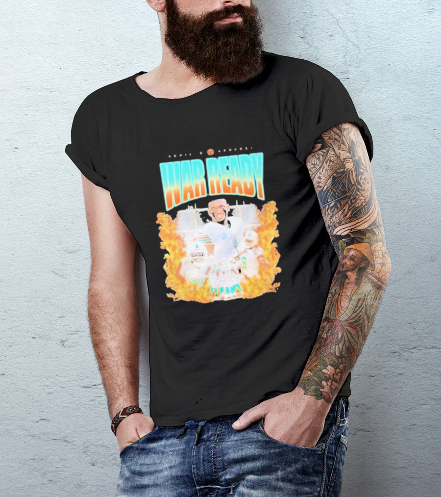 Waddle And Associates War Ready Miami Football Flame Burst T-Shirt
