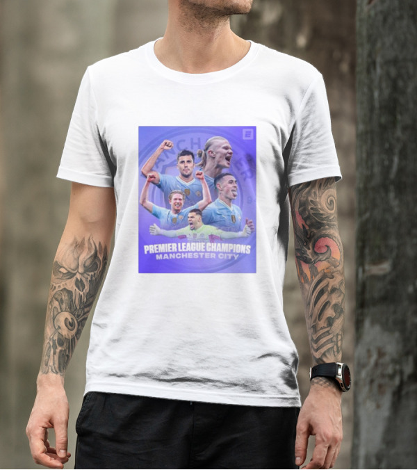 Premier League Champions Manchester City Player Celebration Images T-Shirt