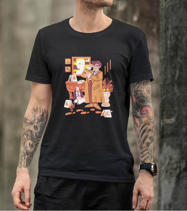 Just One More Thing Columbo Detective Classic Scene With Dog And ABC Cards T-Shirt