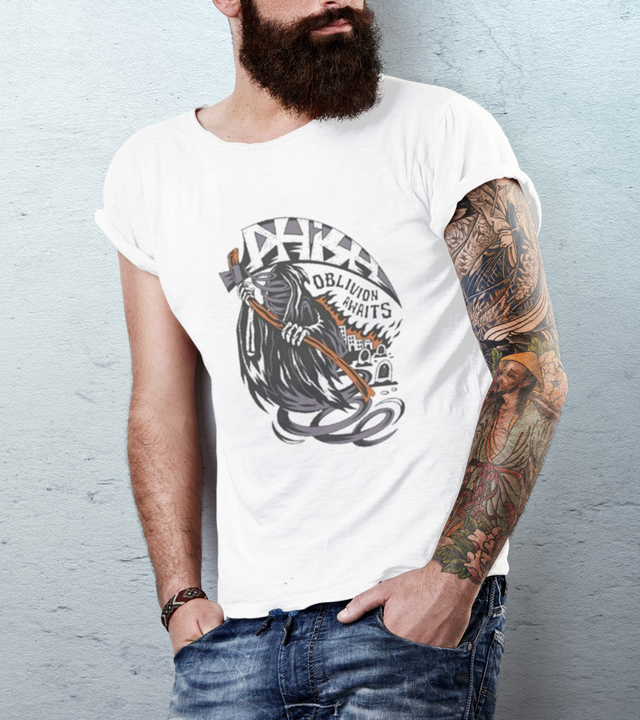 Phish Oblivion Awaits Grim Reaper With Scythe And Graveyard Scene T-Shirt