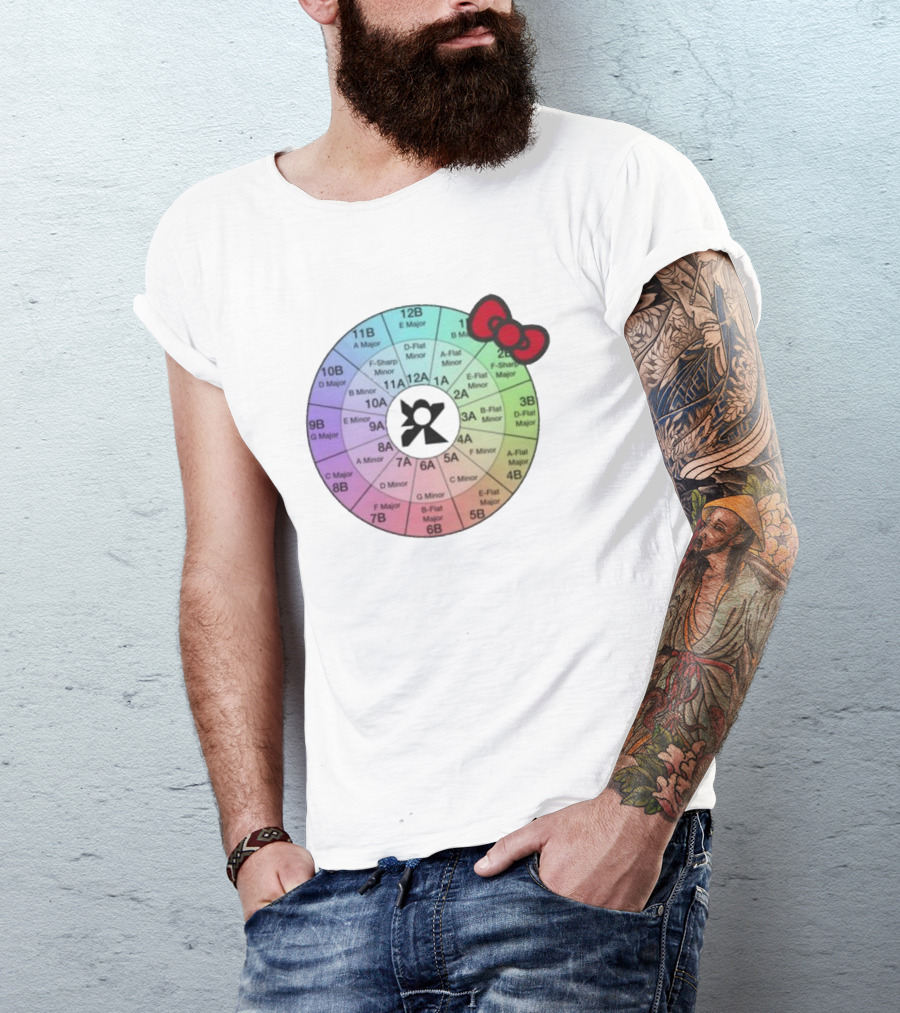 Ramonpang Djs Only Color Wheel Music Key Chart With Hello Kitty Bow T-Shirt