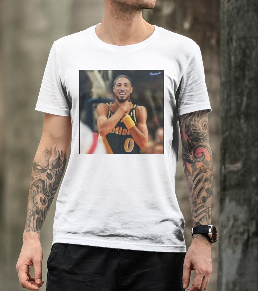 Tyrese Haliburton Indiana Choke Gesture Reggie Miller NBA T-Shirt