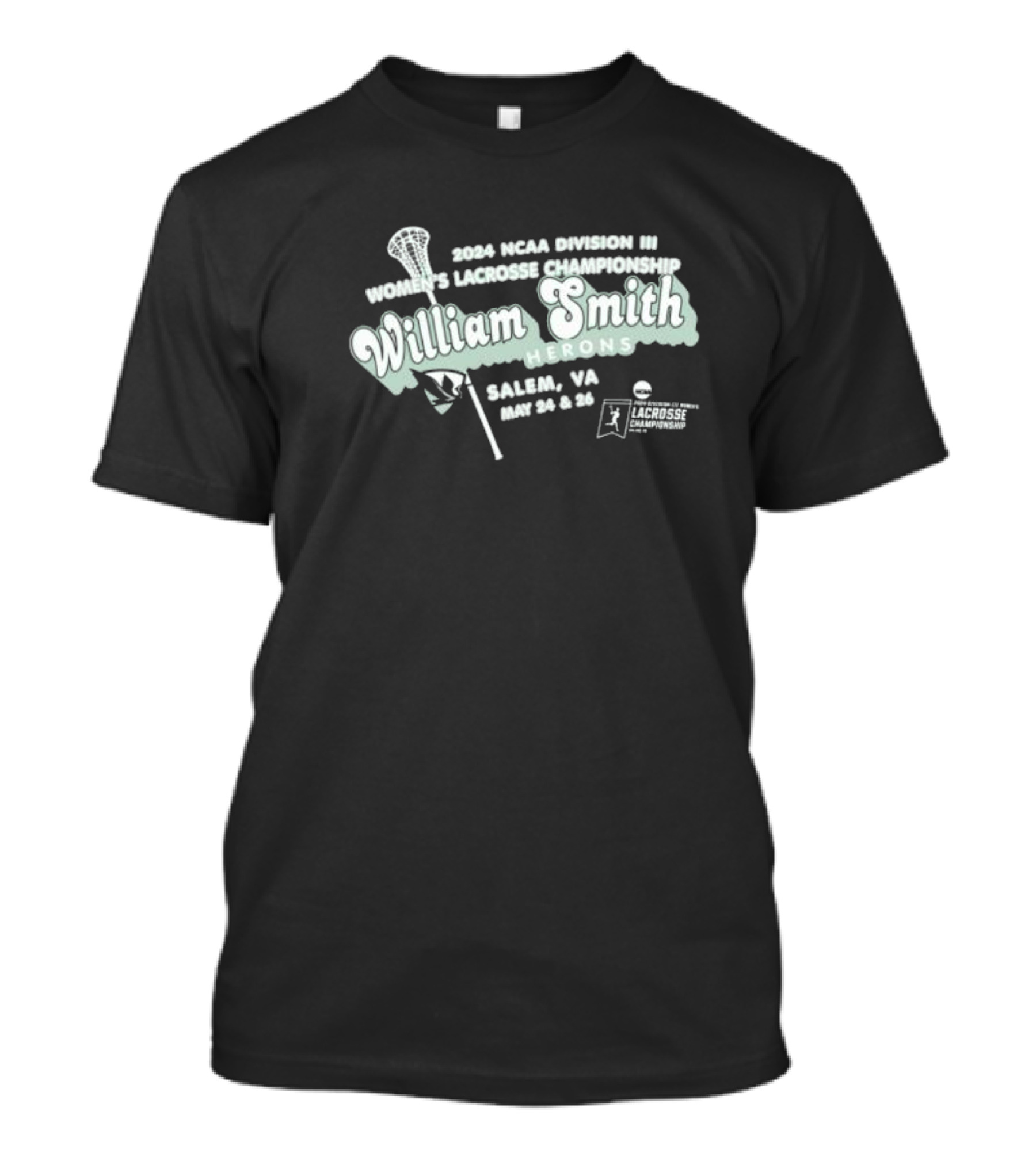 William Smith Herons 2024 NCAA Division III Women’s Lacrosse Championship Salem VA May 24-26 T-Shirt