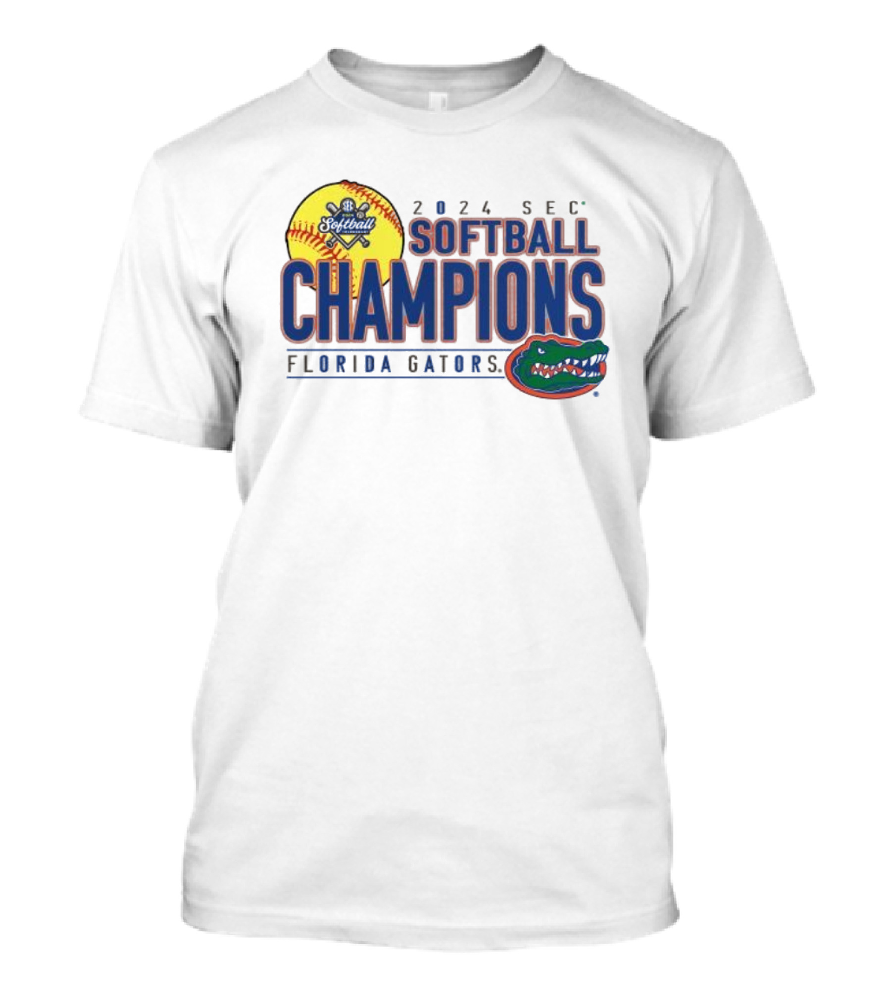 Florida Gators 2024 SEC Softball Champions Emblem With Baseball And Team T-Shirt