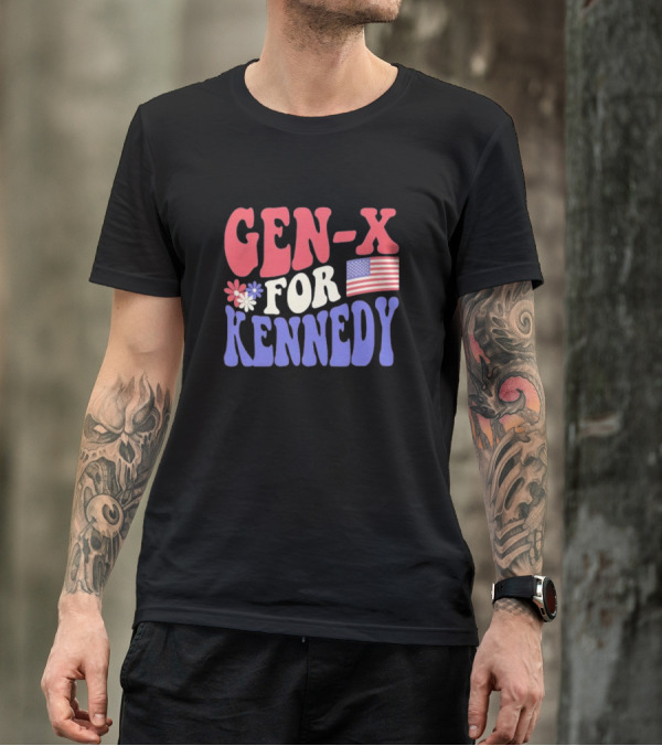 Gen-X For Kennedy American Flag Flower Power T-Shirt
