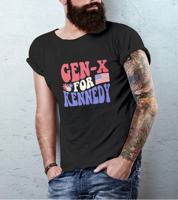 Gen-X For Kennedy American Flag Flower Power T-Shirt
