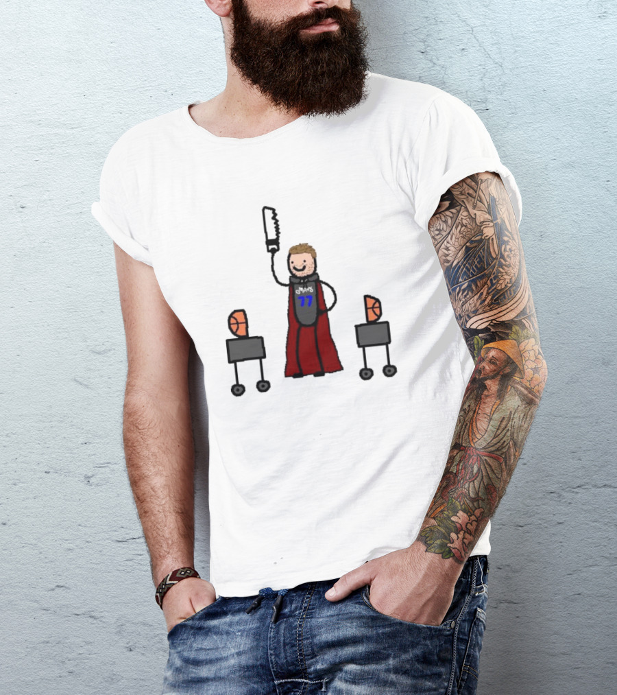 Luka Magic Cut The Basketball In Half NBA Paint Art Style 77 T-Shirt