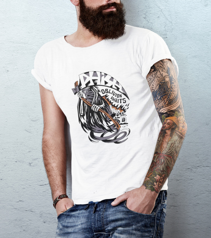 Dark Reaper With Scythe Oblivion Awaits Graves T-Shirt