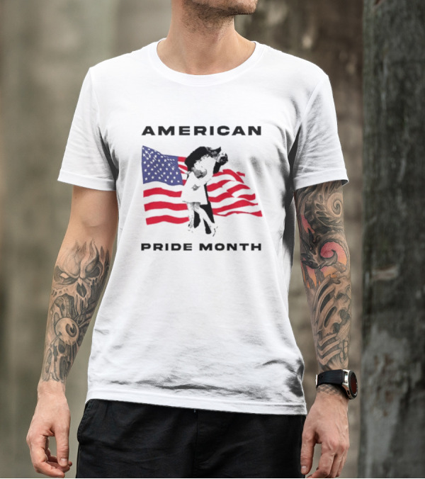 American Pride Month 2024 Iconic Flag Embrace T-Shirt
